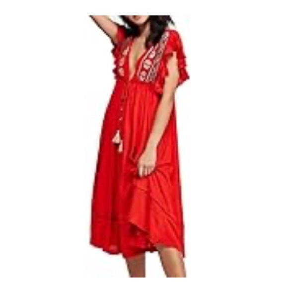 Free People Dresses & Skirts - Free people red beach dress/cover up size small
